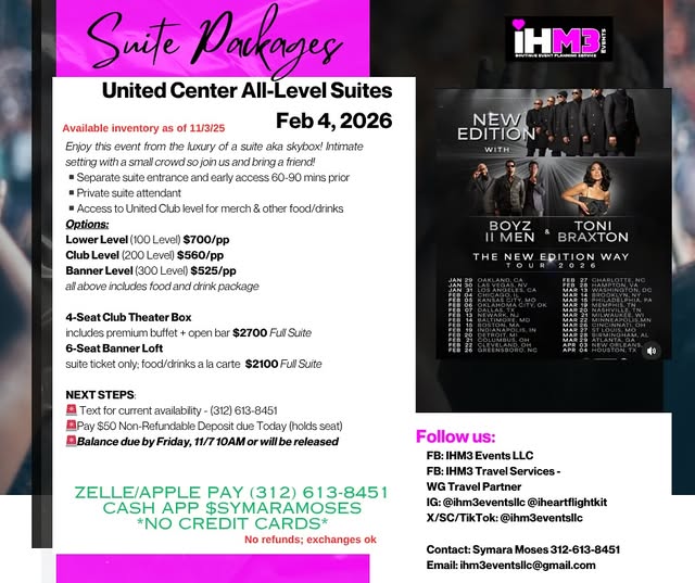 Live concert suite package announcement